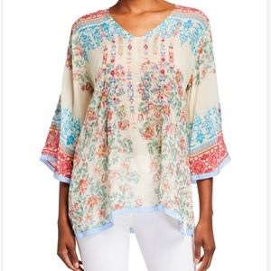Johnny Was Jade Feminine Flowy Top Size XL